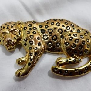 Rhinestone Eyes Leopard Figural Belt Buckle